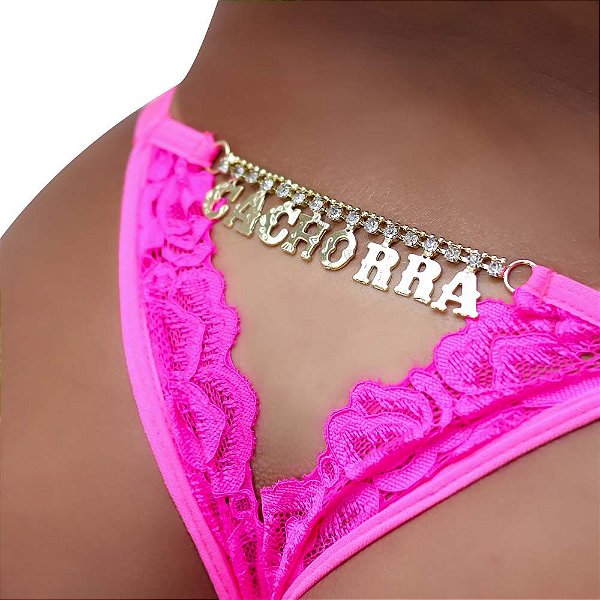 Calcinha Gis Strass Rosa Neon Tallyta
