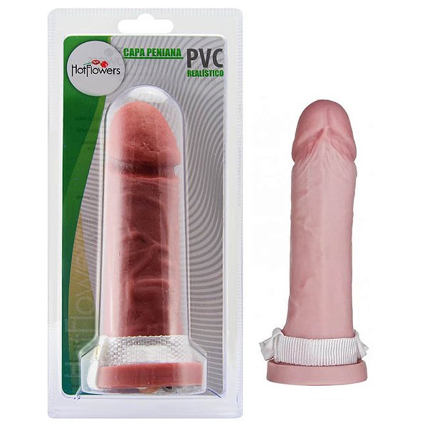 Capa Peniana Realística Pvc 16 X 4cm Hot Flowers