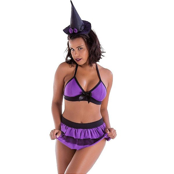Kit Fantasia Sensual Bruxinha Amareto