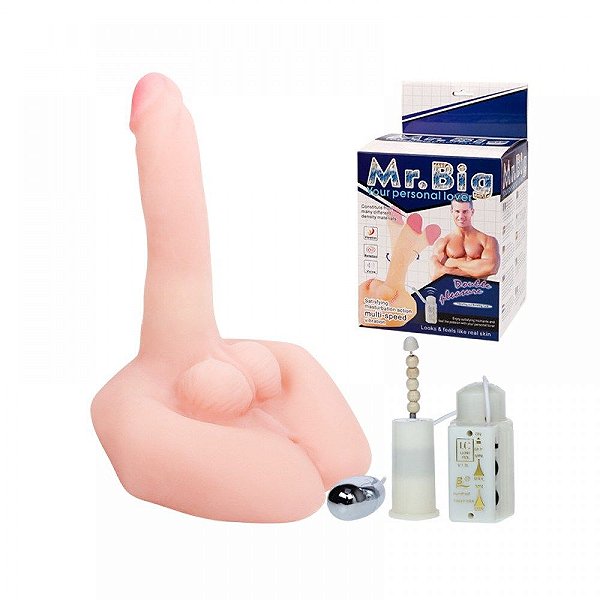 Pênis Vibrador Cyberskin Com Base Mr Big Vipmix