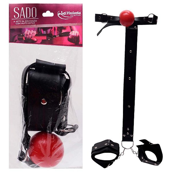 Kit 3 Em 1 Mordaça Bola Algemas Traseira La Pimienta