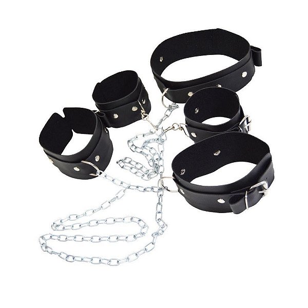 Trio Algema Coleira E Tornozeleira Com Corrente La Pimienta