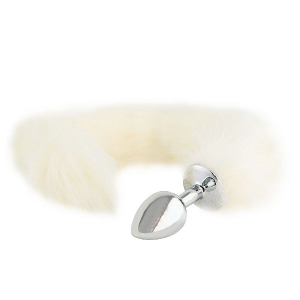 Plug Anal Em Metal Com Cauda Branca Vipmix