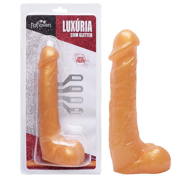 Pênis De Borracha Glitter 18,5 X 4,8cm Hot Flowers