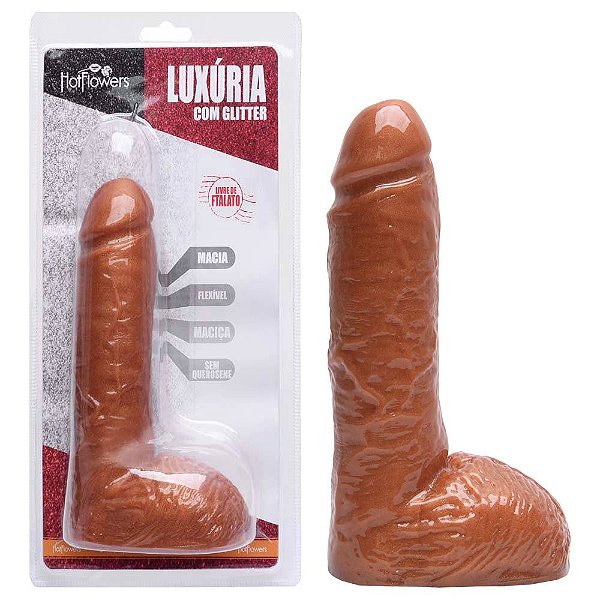 Pênis De Borracha Glitter 14,5 X 5cm Hot Flowers