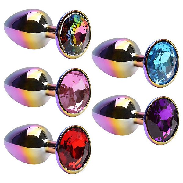 Plug Anal P Aço Colorido Pedra Vipmix