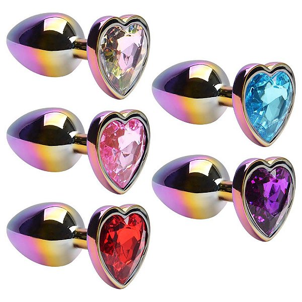 Plug Anal P Aço Colorido Coração Vipmix