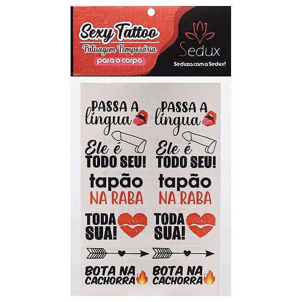 Passa A Língua Tatuagem Temporária 10 X 15cm Sedux