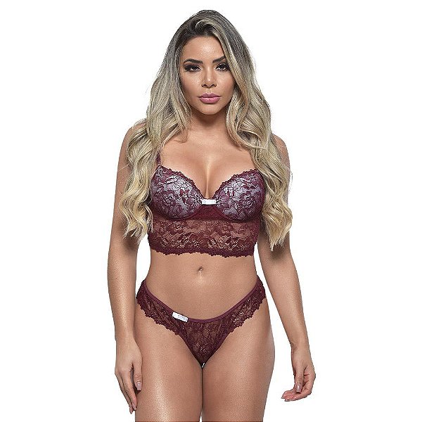 Conjunto 1/2 Taça Composê Rendado Fio Dental Diras