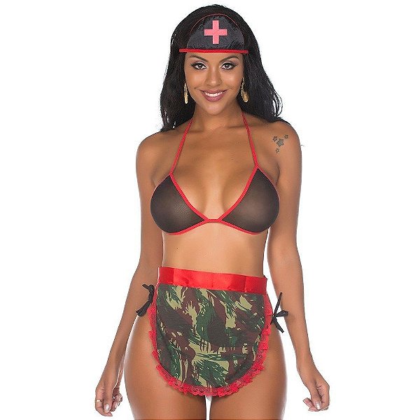 Mini Fantasia Médica Militar Pimenta Sexy