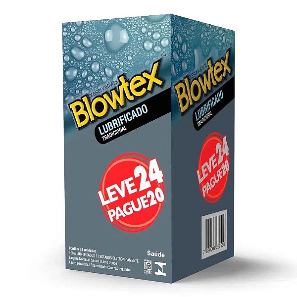 Preservativo Tradicional Lubrificado 24 Unidades Blowtex