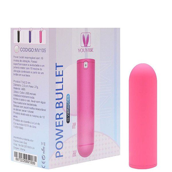 Power Bullet Recarregável 10 Vibrações Vipmix