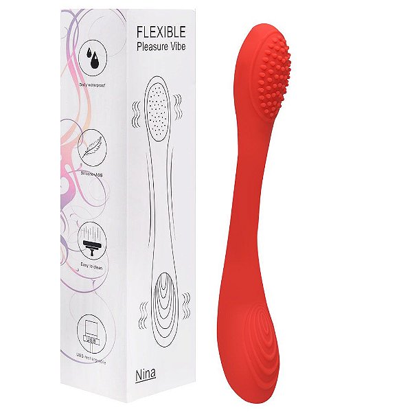 Nina Flexible Vibrador Ponta Dupla 10 Modos Usb Vipmix
