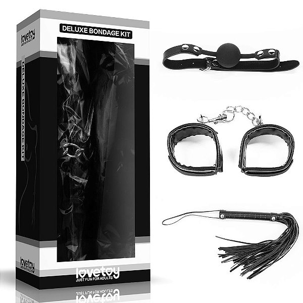 Kit Bondage Mordaça Algema Chicote Lovetoy Vipmix