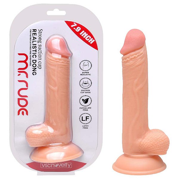 Pênis Realístico Mr. Rude Ventosa 20,5 X 3,8cm Vipmix