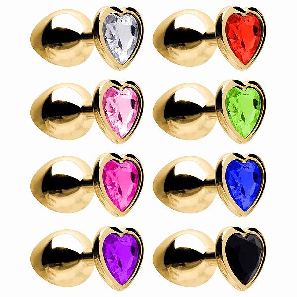 Plug Anal Coração Aço Dourado M Sexy Import