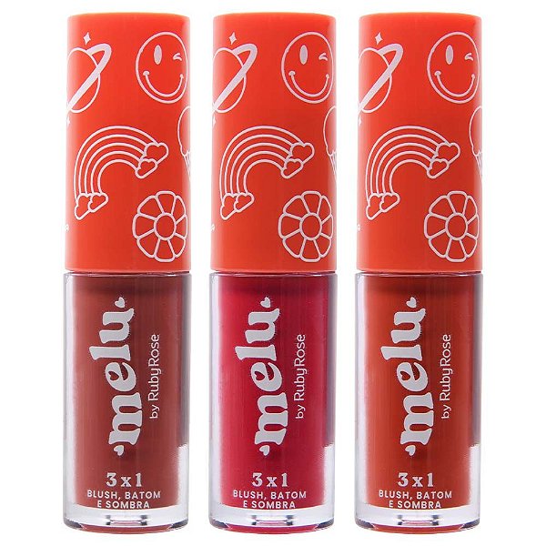 Batom Blush Sombra 3 Em 1 Melu Ruby Rose