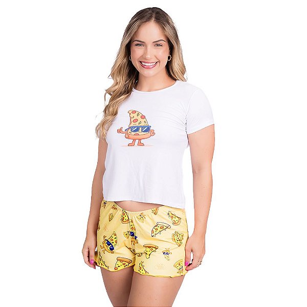 Pijama Curto Gabi Pizza Gota De Sonho