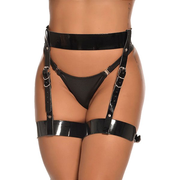 Harness Leg Garter Em Vinil Vicky Dominatrixxx