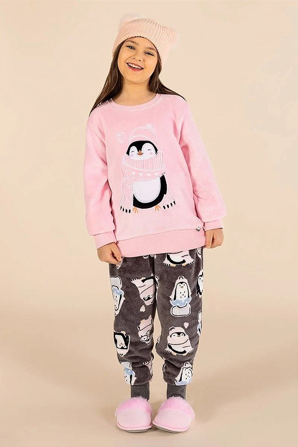 Pijama Pinguim no Inverno Infantil - Fashion Moon - Pijamas femininos e  infantis