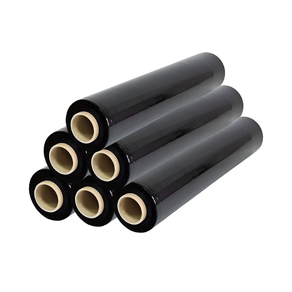6 Bobinas Filme Stretch 500x0,25 Preto - 6 Rolos