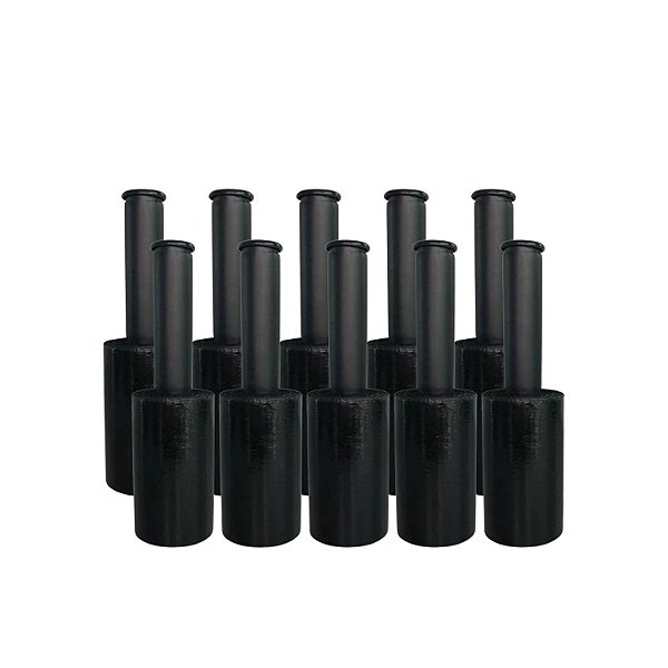 Kit 10 Rolos Filme Stretch Preto Pequeno 10mm x 120mm