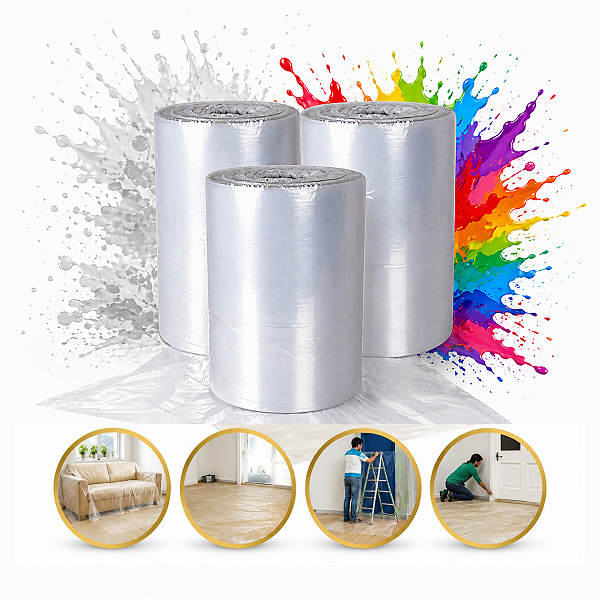 Kit com 3 Bobina Lona Plástica Semi Transparente Fina 4x10