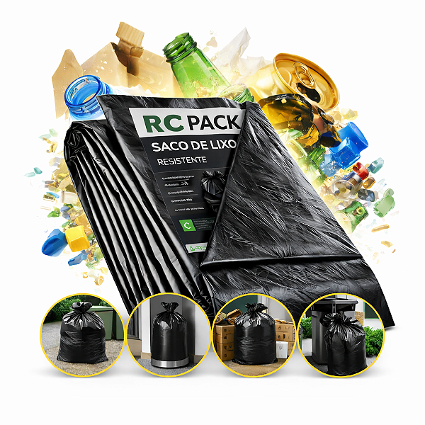 Saco De Lixo 200 Litros Super Reforçado - Preto 100 unidades