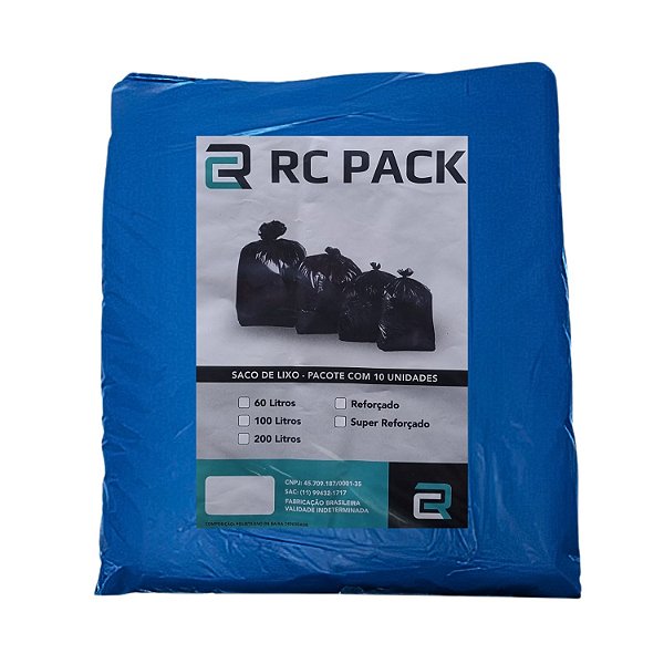 Saco De Lixo 60 Litros Azul comum - 100 unidades