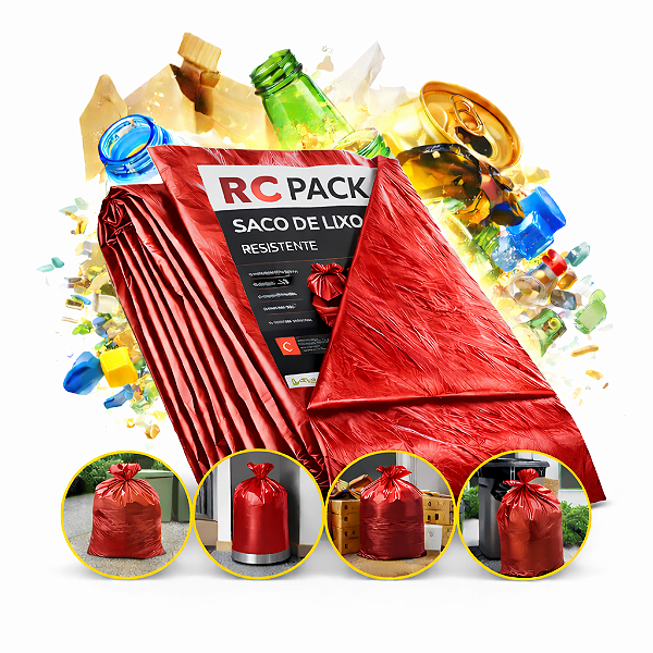 Saco De Lixo 60 Litros Vermelho comum - 100 unidades