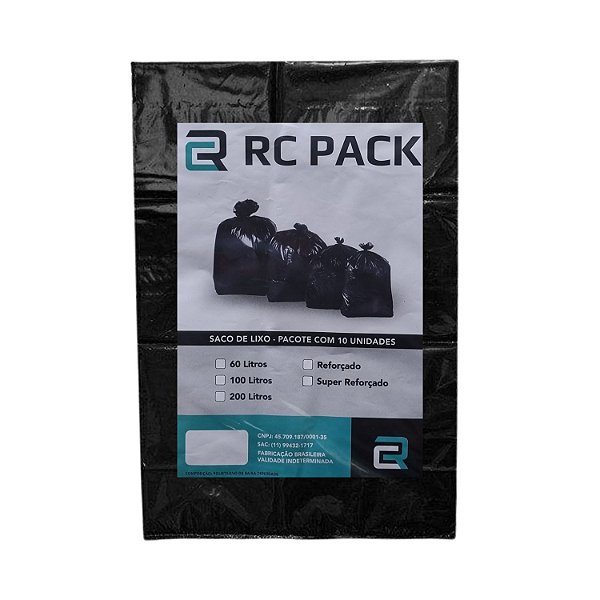 10 pacotes Saco De Lixo 100L Econômico - Preto 100 un
