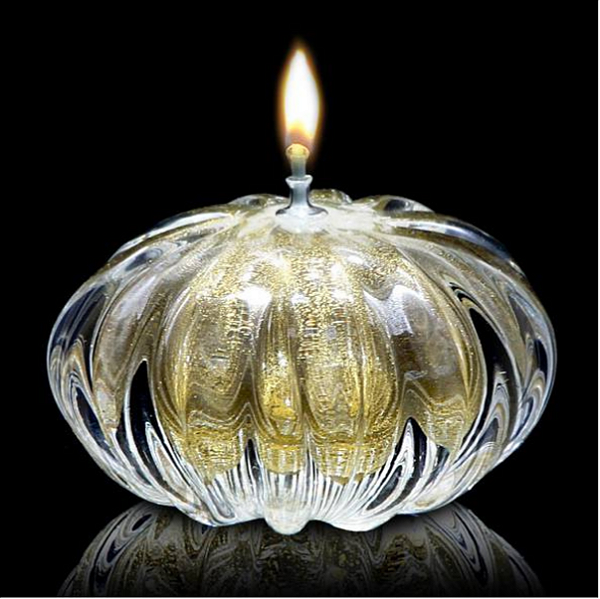 Lamparina Orbe em Cristal Murano com Ouro 24K - São Marcos