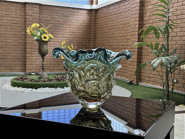 Cachepô Aspente em Cristal Murano - São Marcos 35 cm