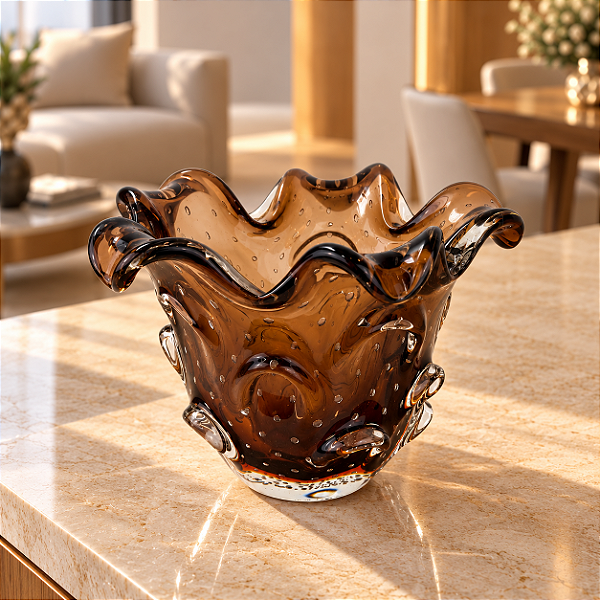 Cachepô Aspente em Cristal Murano - São Marcos 35 cm