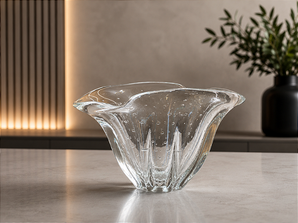Cachepô Aura em Cristal Murano - São Marcos 21 cm