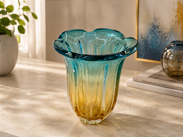 Vaso Costato em Cristal Murano - São Marcos