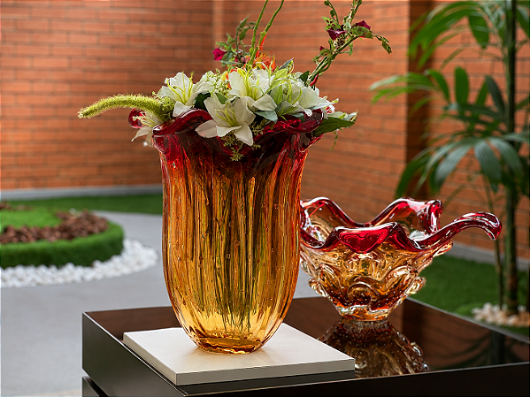 Vaso Arcatura em Cristal Murano - São Marcos 38 cm