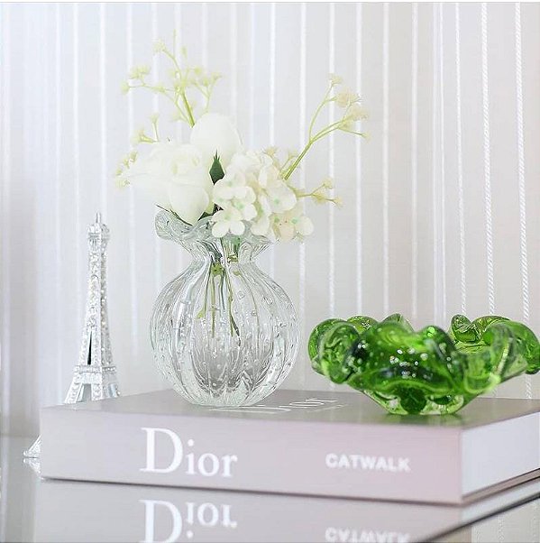 Vaso Trouxinha Vortice em Cristal Murano - São Marcos 21 cm