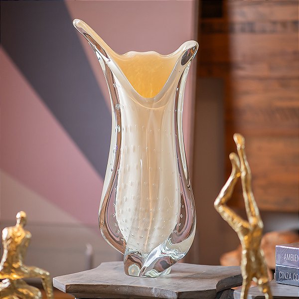 Vaso Pluma em Cristal Murano - São Marcos