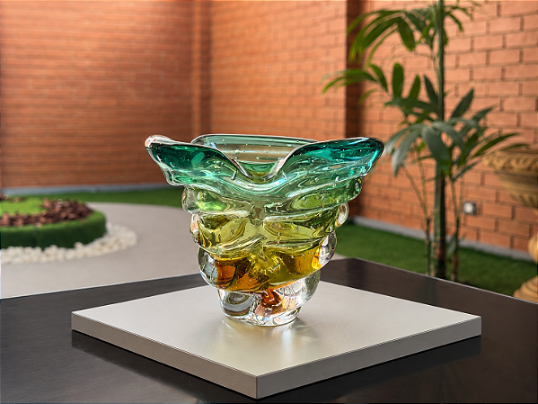 Cachepô Escama em Cristal Murano - São Marcos