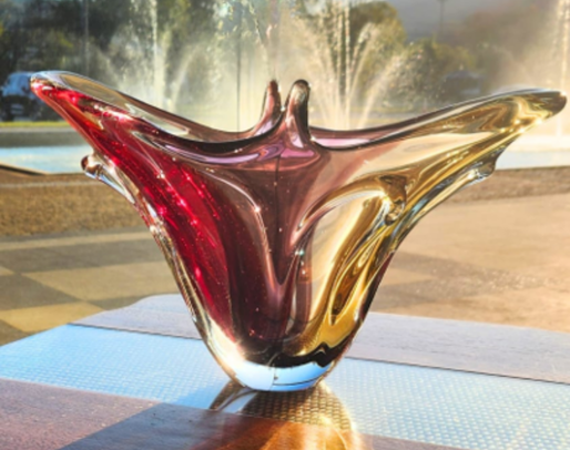 Cachepô Labareda em Cristal Murano - São Marcos