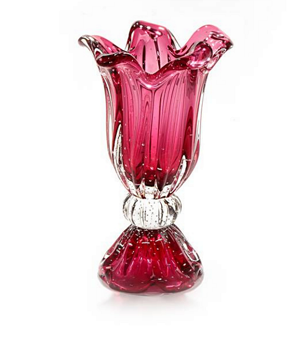 Vaso Petalo com Base em Cristal Murano - São Marcos