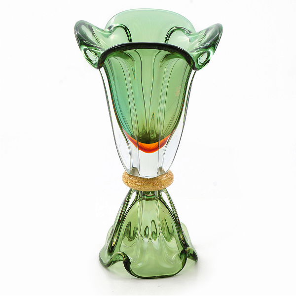 Vaso Spotch com Base em Cristal Murano com Ouro 24K - São Marcos