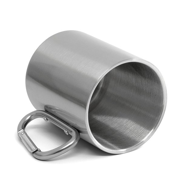 Caneca de Aço Inox para Sublimação com Alça Mosquetão - 400ml