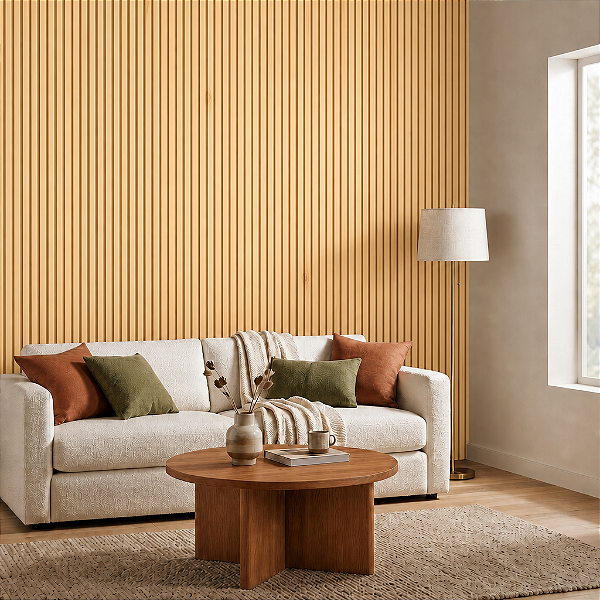 Painel Ripado Interno Madeira Marfim WPC de 290cm x 16cm (0,464M²)