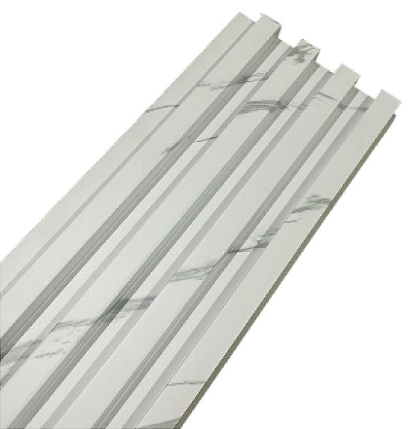 Painel Ripado Interno Marmore Branco WPC de 290cm x 16cm (0,464M²)
