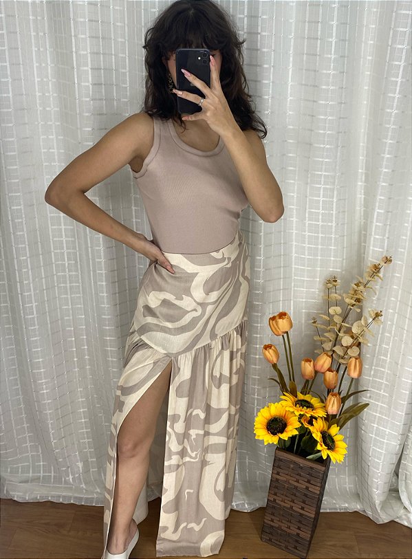 Saia longa estampada
