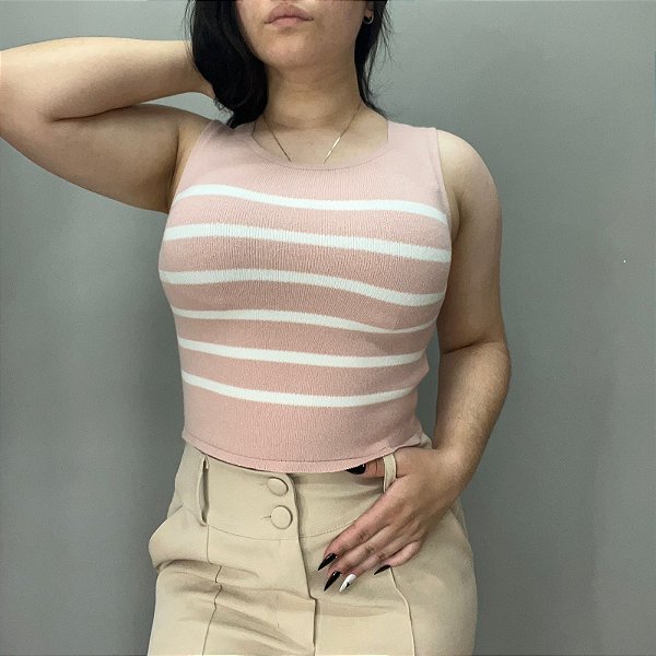Cropped Tricô-Modal Listrado