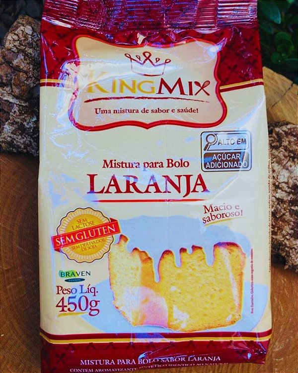 Mistura para Bolo de Laranja Sem Glúten e Sem Lactose KingMix 450g | Digestão Leve