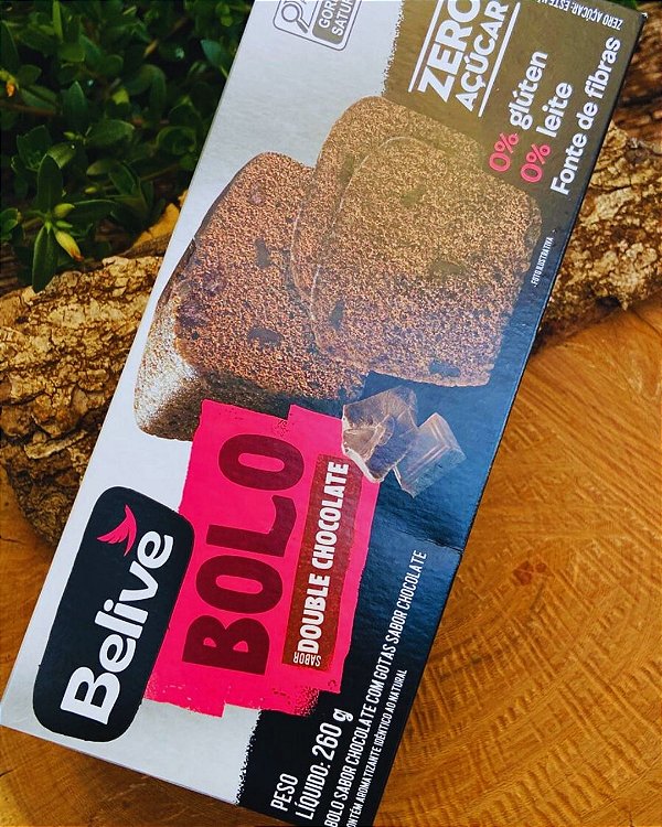 Bolo Double Chocolate Zero Açúcar Belive 260g | Sem Glúten e Sem Lactose